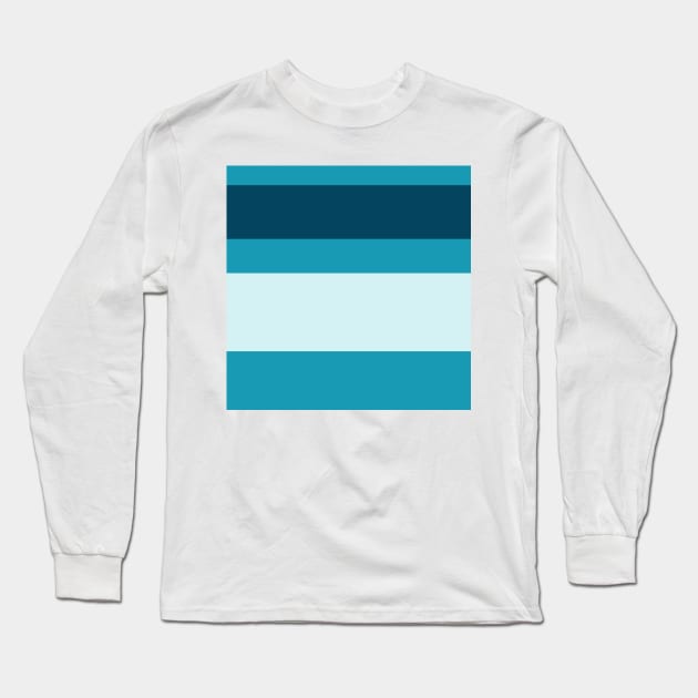 A gorgeous consistency of Ice, Tiffany Blue, Blue-Green and Marine Blue stripes. Long Sleeve T-Shirt by Sociable Stripes